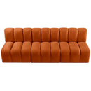 Meridian Arc Cognac Velvet 3 pc Modular Sectional IMAGE 4