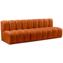 Meridian Arc Cognac Velvet 3 pc Modular Sectional IMAGE 5