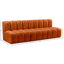 Meridian Arc Cognac Velvet 3 pc Modular Sectional IMAGE 9