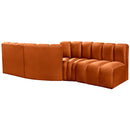 Meridian Arc Cognac Velvet 4 pc Modular Sectional IMAGE 3