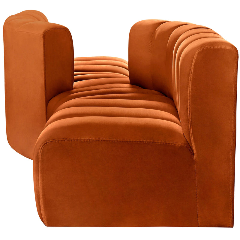 Meridian Arc Cognac Velvet 4 pc Modular Sectional IMAGE 5