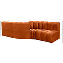 Meridian Arc Cognac Velvet 4 pc Modular Sectional IMAGE 8