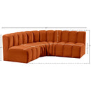 Meridian Arc Cognac Velvet 4 pc Modular Sectional IMAGE 10