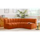 Meridian Arc Cognac Velvet 4 pc Modular Sectional IMAGE 2