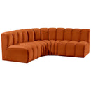 Meridian Arc Cognac Velvet 4 pc Modular Sectional IMAGE 5