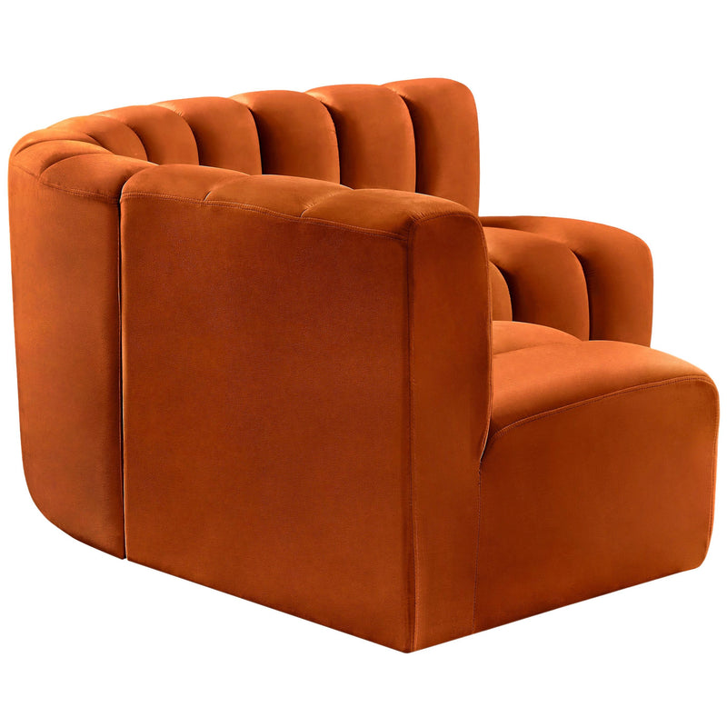 Meridian Arc Cognac Velvet 4 pc Modular Sectional IMAGE 7