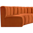 Meridian Arc Cognac Velvet 4 pc Modular Sectional IMAGE 9