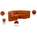 Meridian Arc Cognac Velvet 4 pc Modular Sectional IMAGE 11