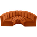 Meridian Arc Cognac Velvet 4 pc Modular Sectional IMAGE 4