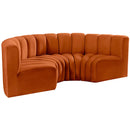 Meridian Arc Cognac Velvet 4 pc Modular Sectional IMAGE 5