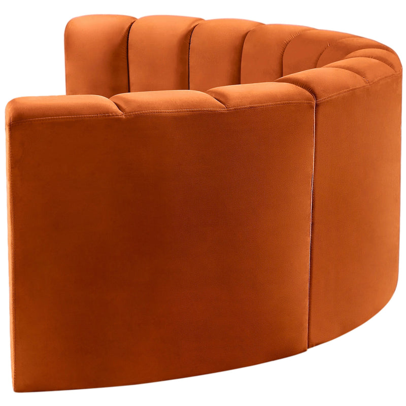 Meridian Arc Cognac Velvet 4 pc Modular Sectional IMAGE 7