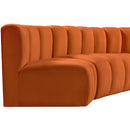 Meridian Arc Cognac Velvet 4 pc Modular Sectional IMAGE 9