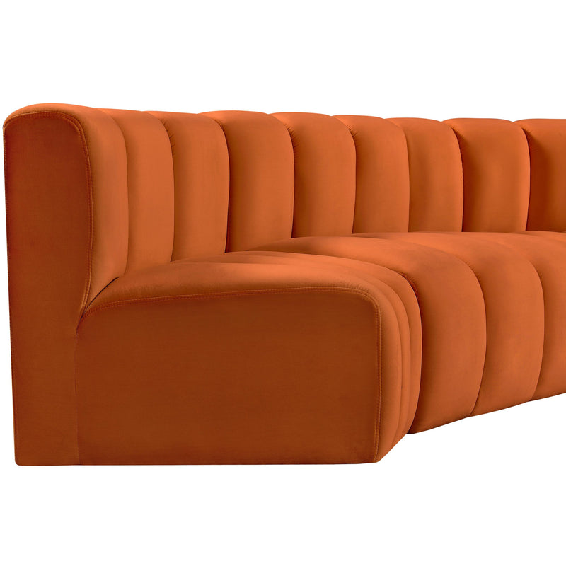 Meridian Arc Cognac Velvet 4 pc Modular Sectional IMAGE 9