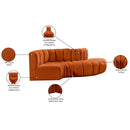 Meridian Arc Cognac Velvet 4 pc Modular Sectional IMAGE 11