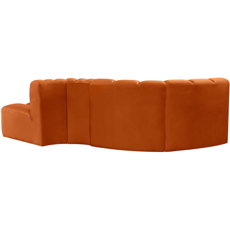 Meridian Arc Cognac Velvet 4 pc Modular Sectional IMAGE 3