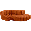 Meridian Arc Cognac Velvet 4 pc Modular Sectional IMAGE 4
