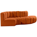 Meridian Arc Cognac Velvet 4 pc Modular Sectional IMAGE 5