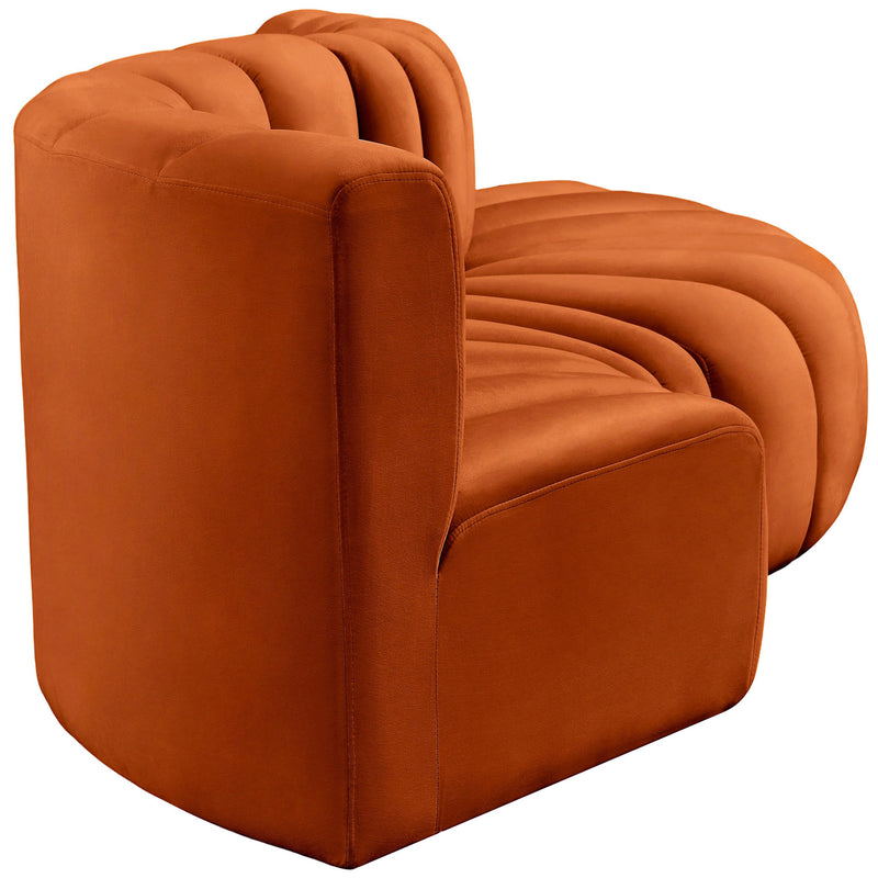 Meridian Arc Cognac Velvet 4 pc Modular Sectional IMAGE 7
