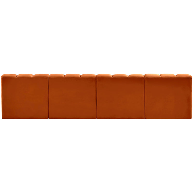 Meridian Arc Cognac Velvet 4 pc Modular Sectional IMAGE 3