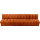 Meridian Arc Cognac Velvet 4 pc Modular Sectional IMAGE 4