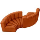 Meridian Arc Cognac Velvet 4 pc Modular Sectional IMAGE 4