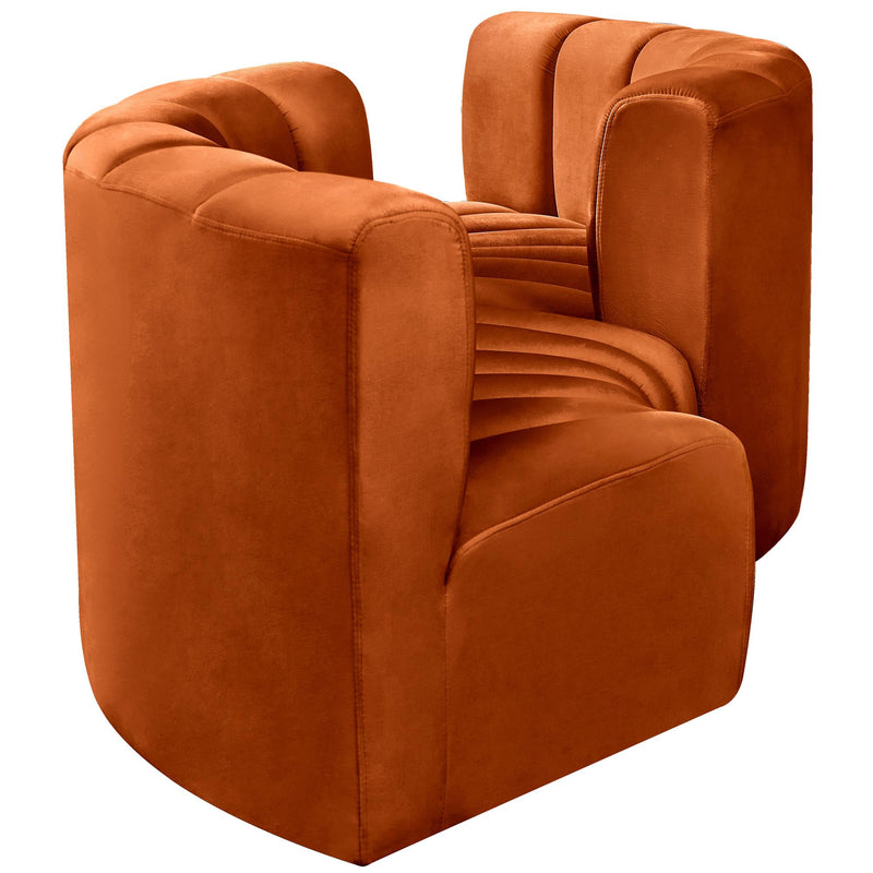 Meridian Arc Cognac Velvet 4 pc Modular Sectional IMAGE 5