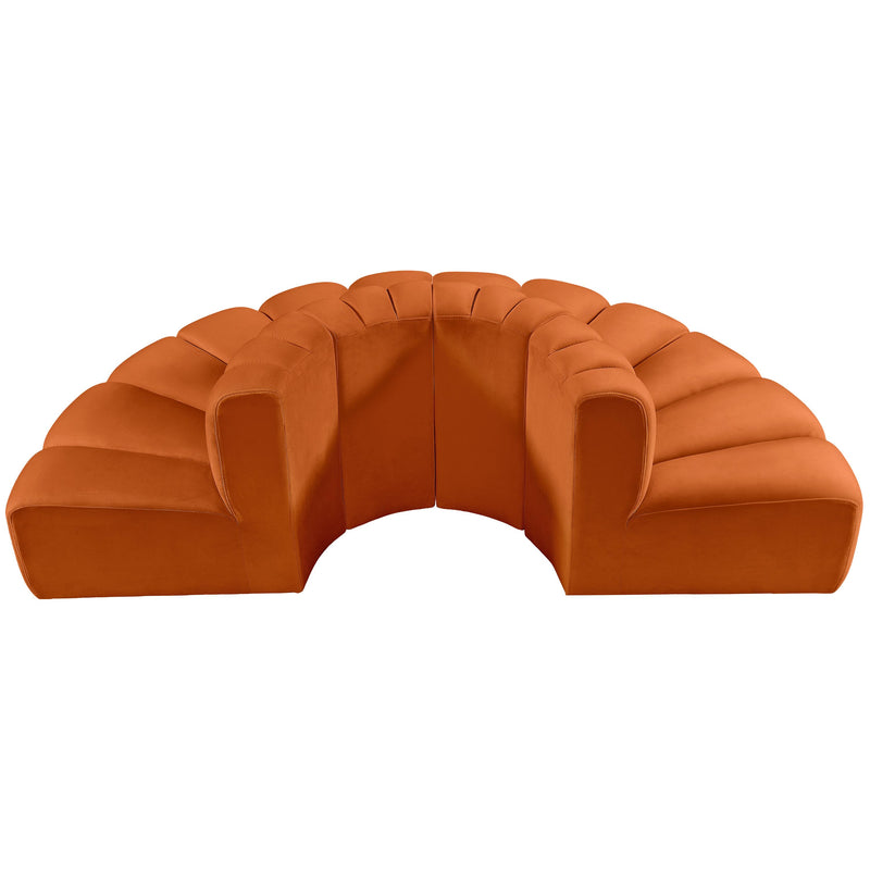 Meridian Arc Cognac Velvet 4 pc Modular Sectional IMAGE 3