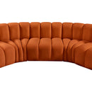 Meridian Arc Cognac Velvet 5 pc Modular Sectional IMAGE 13