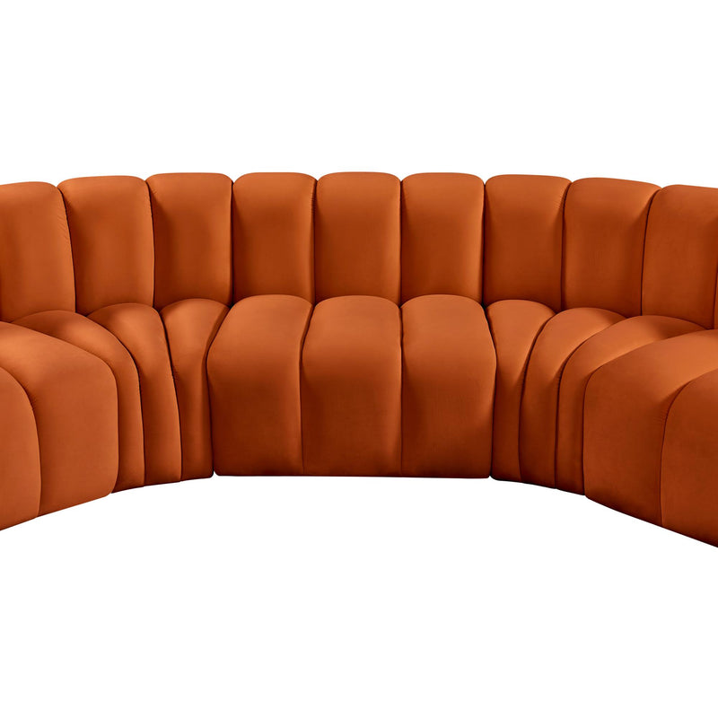 Meridian Arc Cognac Velvet 5 pc Modular Sectional IMAGE 13
