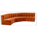Meridian Arc Cognac Velvet 5 pc Modular Sectional IMAGE 14