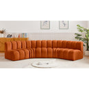 Meridian Arc Cognac Velvet 5 pc Modular Sectional IMAGE 2
