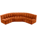 Meridian Arc Cognac Velvet 5 pc Modular Sectional IMAGE 4