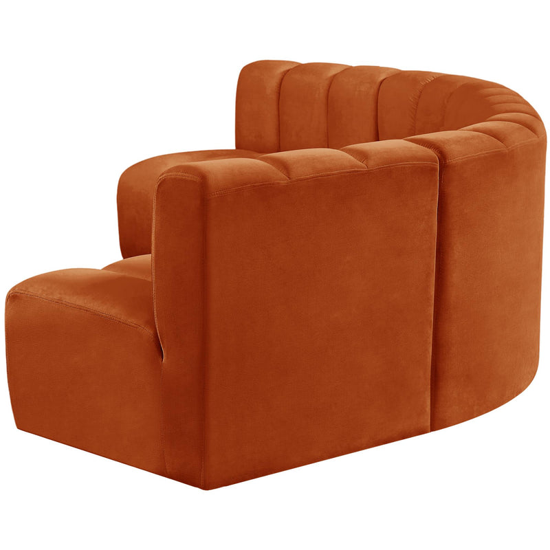 Meridian Arc Cognac Velvet 5 pc Modular Sectional IMAGE 7