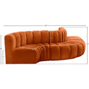 Meridian Arc Cognac Velvet 5 pc Modular Sectional IMAGE 10