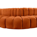 Meridian Arc Cognac Velvet 5 pc Modular Sectional IMAGE 9