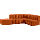 Meridian Arc Cognac Velvet 5 pc Modular Sectional IMAGE 10