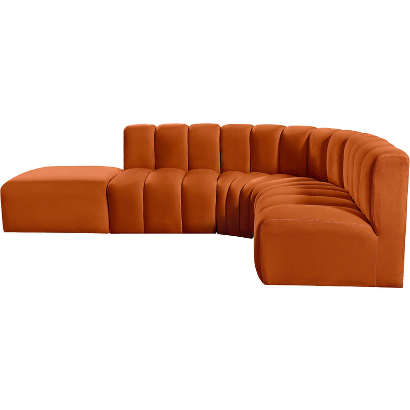Meridian Arc Cognac Velvet 5 pc Modular Sectional IMAGE 11