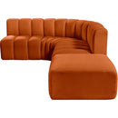 Meridian Arc Cognac Velvet 5 pc Modular Sectional IMAGE 12