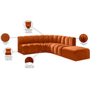 Meridian Arc Cognac Velvet 5 pc Modular Sectional IMAGE 17