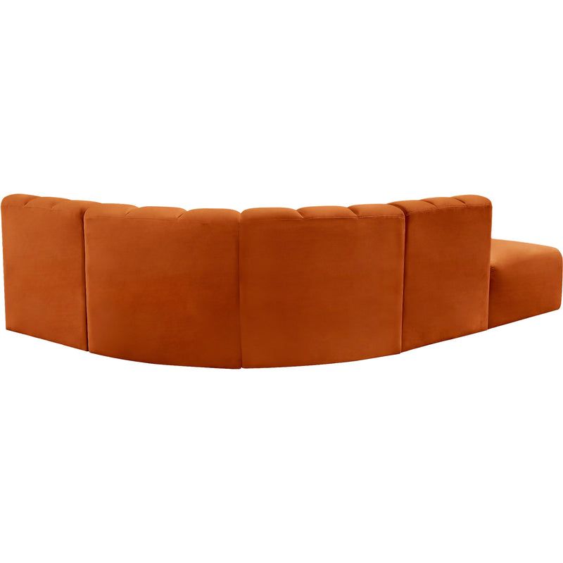 Meridian Arc Cognac Velvet 5 pc Modular Sectional IMAGE 5
