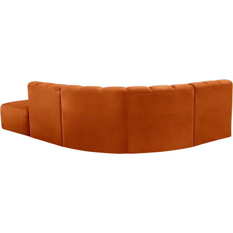 Meridian Arc Cognac Velvet 5 pc Modular Sectional IMAGE 6