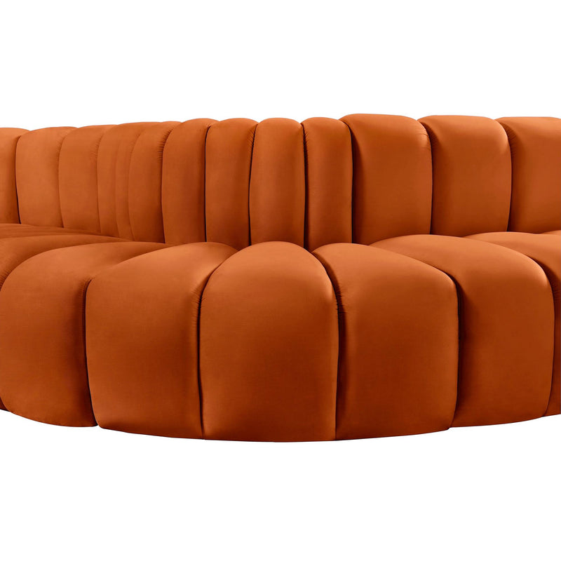 Meridian Arc Cognac Velvet 6 pc Modular Sectional IMAGE 13
