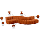 Meridian Arc Cognac Velvet 6 pc Modular Sectional IMAGE 15