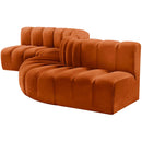 Meridian Arc Cognac Velvet 6 pc Modular Sectional IMAGE 7