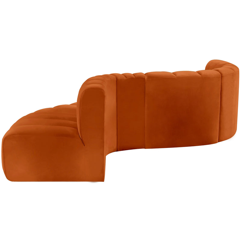 Meridian Arc Cognac Velvet 6 pc Modular Sectional IMAGE 8