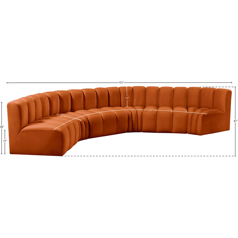 Meridian Arc Cognac Velvet 6 pc Modular Sectional IMAGE 12