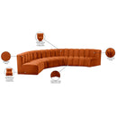Meridian Arc Cognac Velvet 6 pc Modular Sectional IMAGE 13