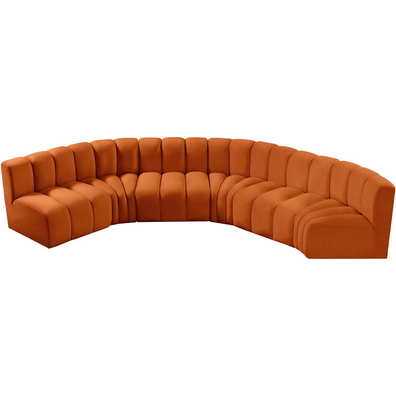 Meridian Arc Cognac Velvet 6 pc Modular Sectional IMAGE 4
