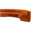 Meridian Arc Cognac Velvet 6 pc Modular Sectional IMAGE 6