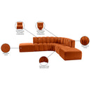 Meridian Arc Cognac Velvet 6 pc Modular Sectional IMAGE 14